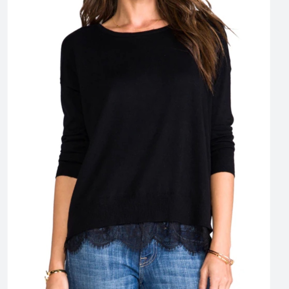 Joie Cashmere Lace Trim Hilano Sweater